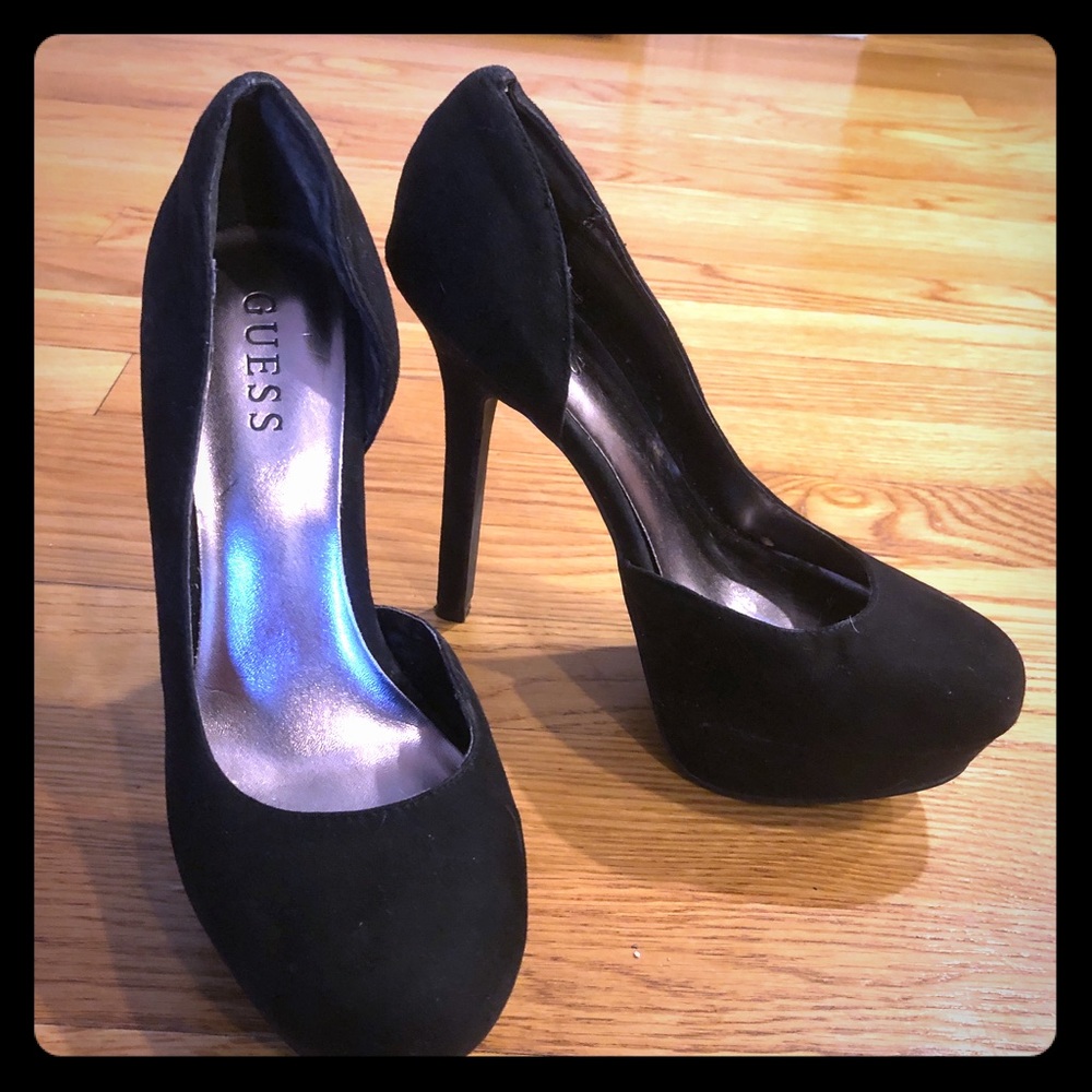 Guess black high platform heels